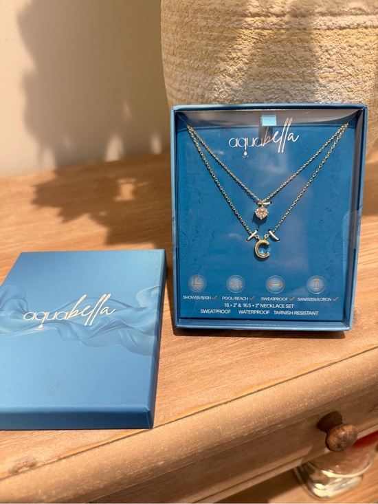 Jewelry - Aquabella Tarnish Free Waterproof Initial 'C' Layered Necklace Set